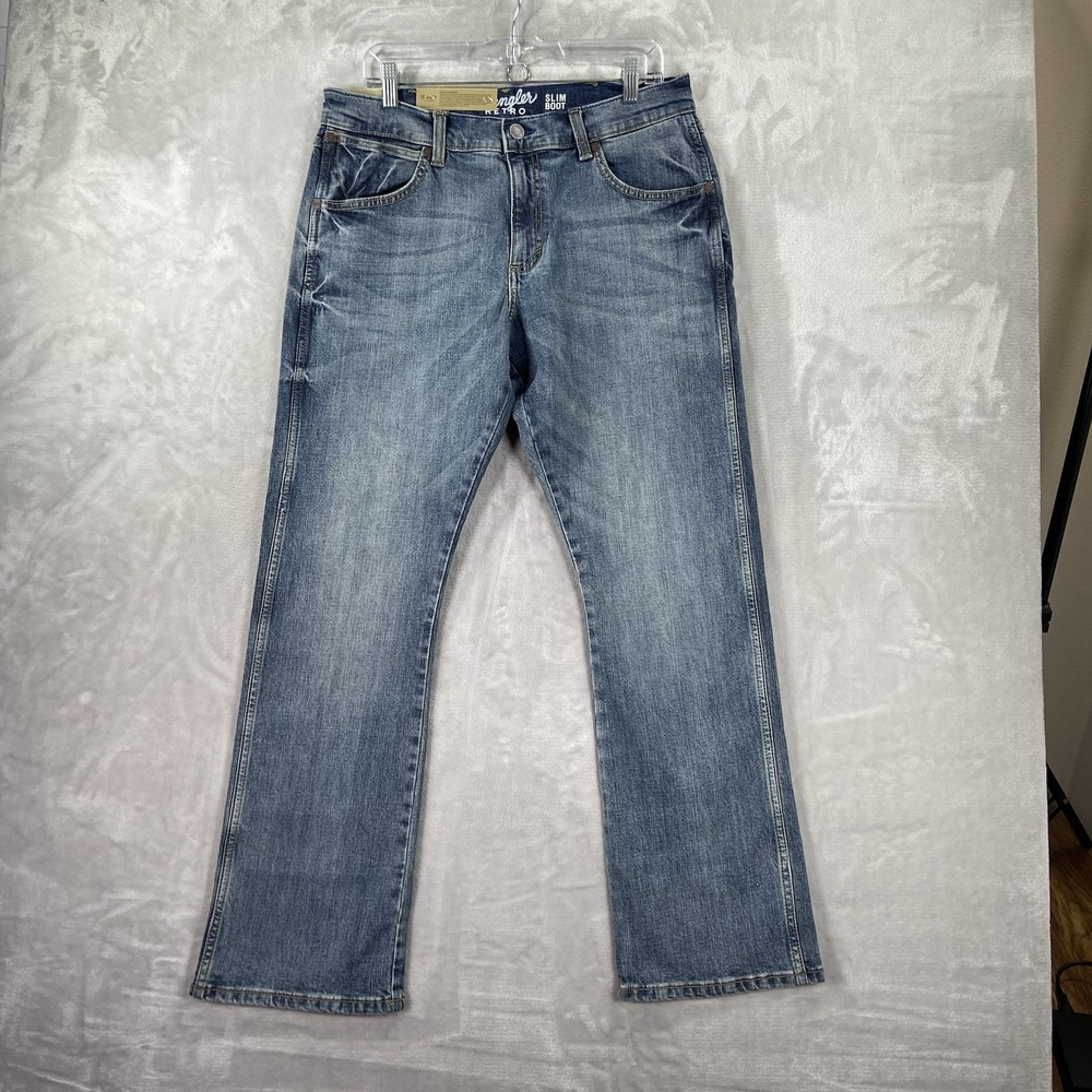 Wrangler Jeans Mens 32x31 Slim Fit Bootcut Cowboy Cut Denim Blue Western NWT